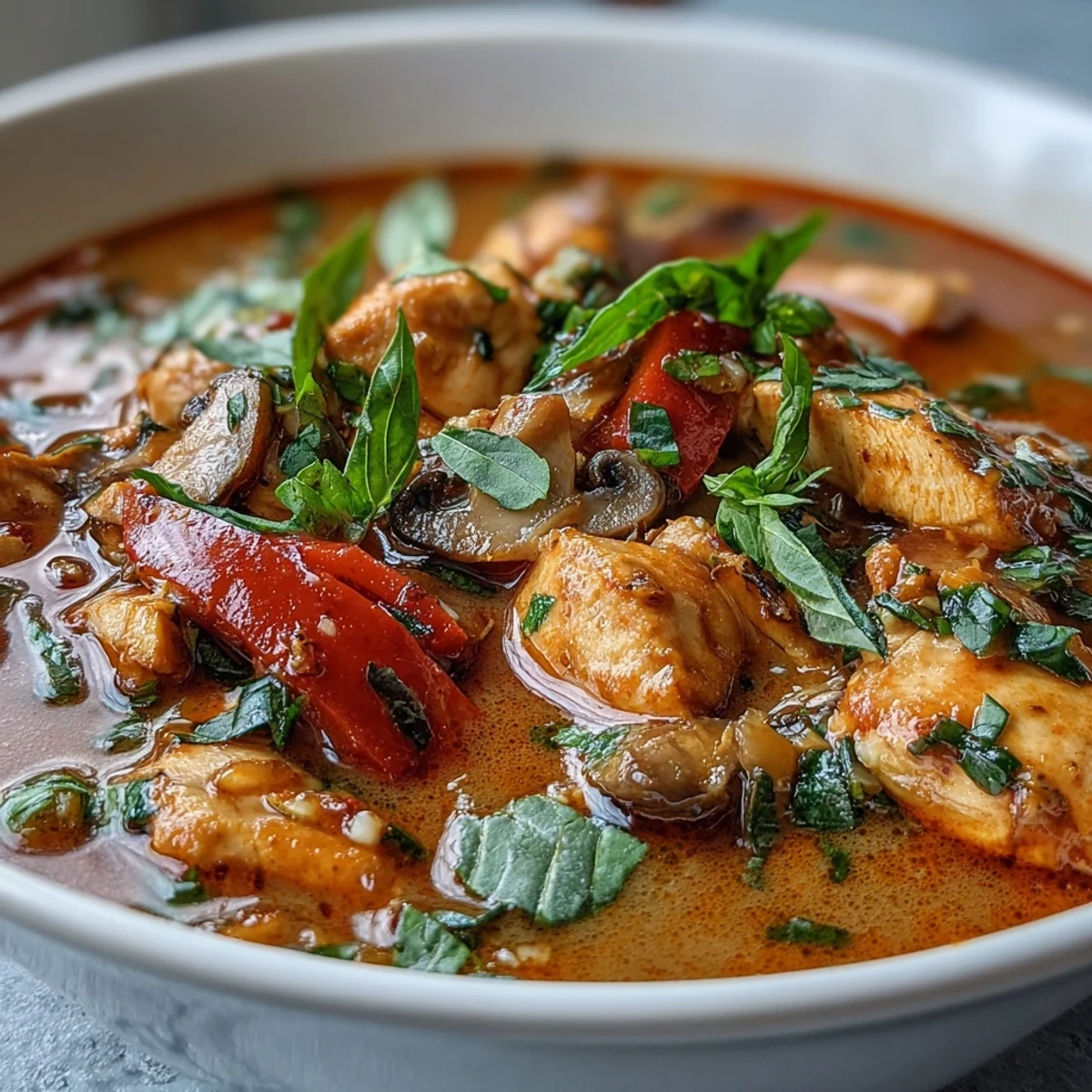 Aromatic Thai Chicken Coconut Curry Soup - Ready in 40 Minutes