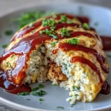 Savory ketchup rice filled Japanese Omurice with a perfect sunny egg.