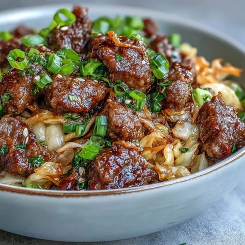 Savory ground beef and crisp shredded cabbage are tossed in a rich, garlicky sauce in this Chinese Ground Beef and Cabbage Stir-Fry.