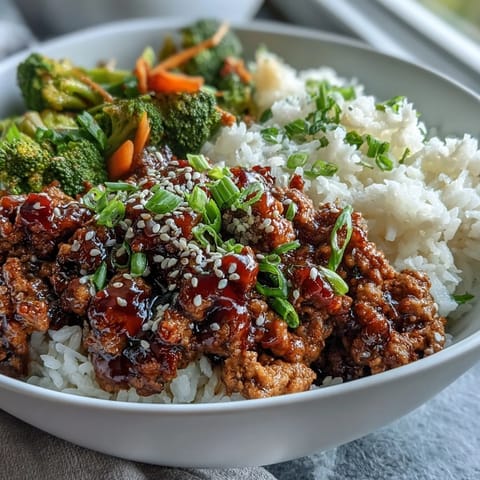 Fragrant garlic and ginger sizzling in sesame oil with browned ground turkey, coated in a savory soy-based sauce for an easy, high-protein weeknight dinner.