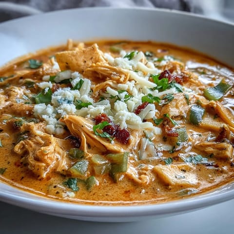 Warm bowl of keto-friendly enchilada soup topped with shredded cheese, avocado, and fresh cilantro.  