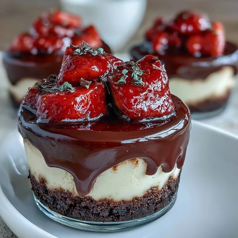 Easy Dubai Chocolate Strawberry Cheesecake Cups with rich chocolate biscuit base and creamy filling
