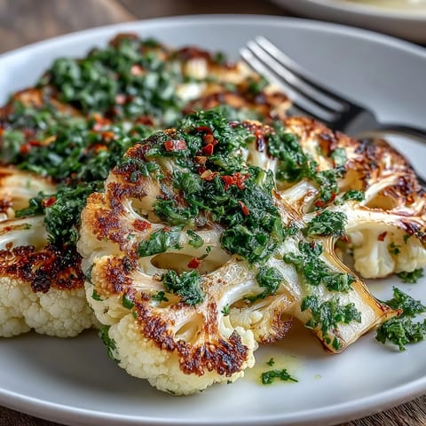 BBQ Cauliflower Steaks with Chimichurri