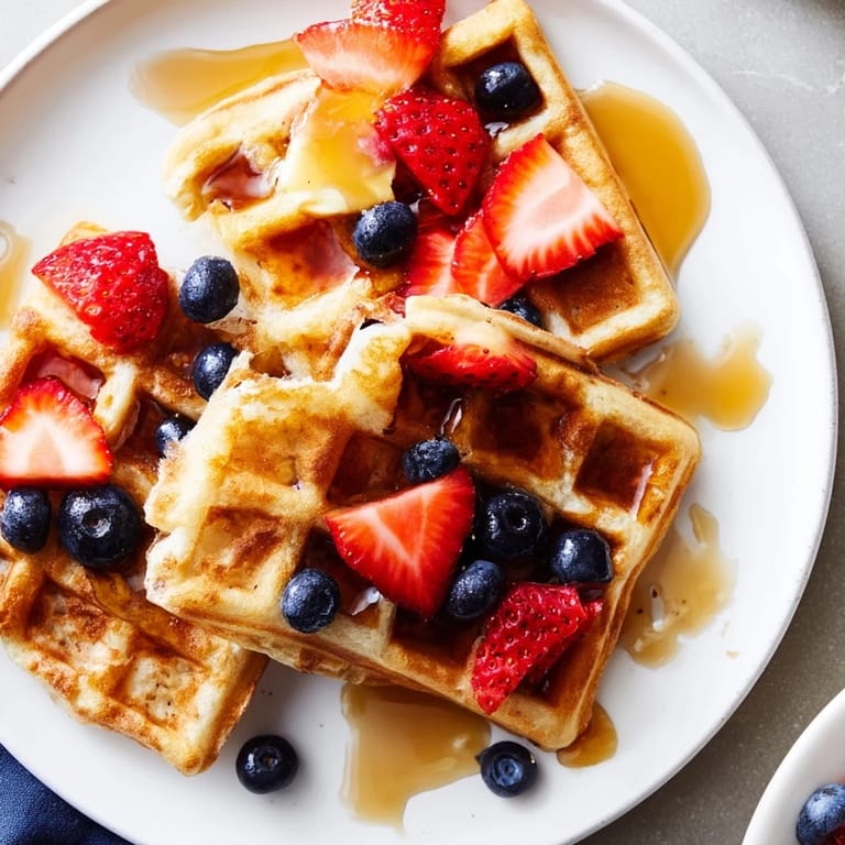 Crispy edges and a soft interior, these homemade waffles offer a delightful, classic American breakfast.