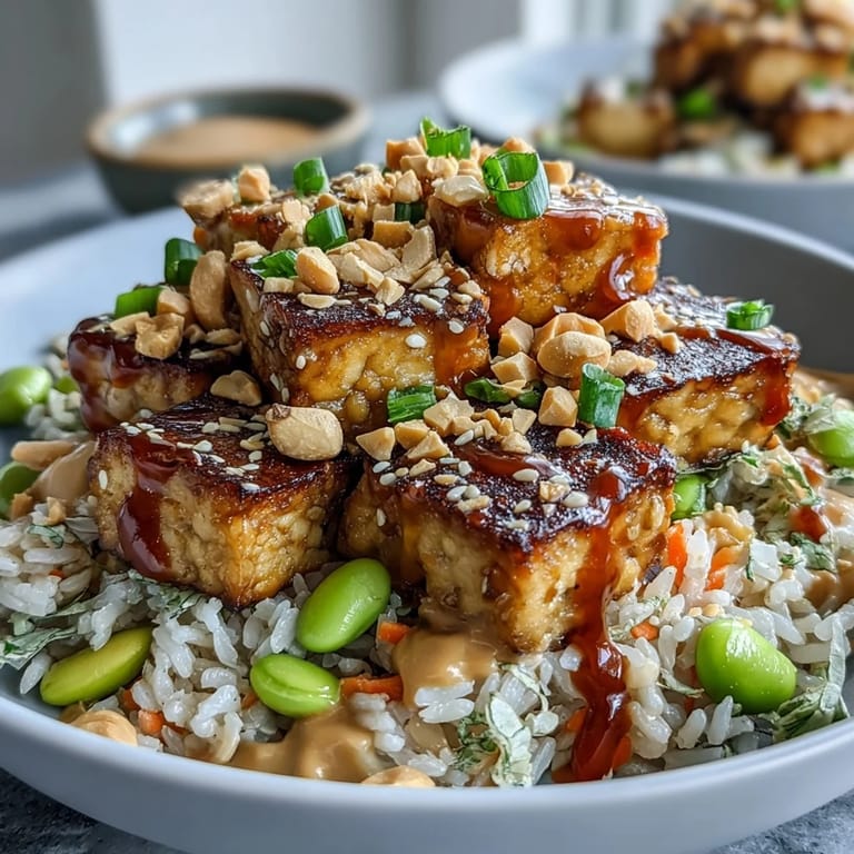 Colorful ingredients in the Peanut Tofu Power Bowl, including julienned carrots, purple cabbage, and edamame, create a nourishing plant-based meal.  