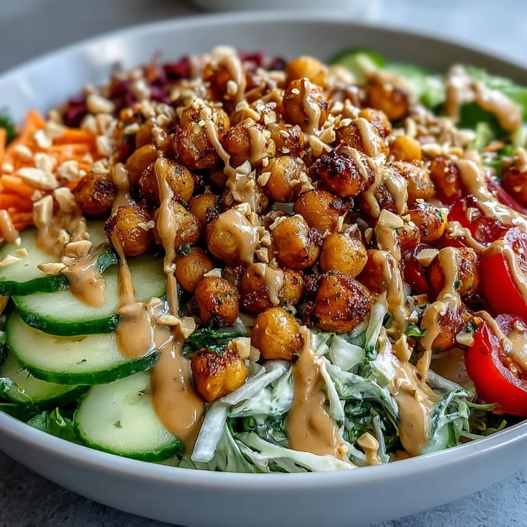 Enjoy this hearty Peanut Chickpea Protein Bowl, perfect for a satisfying lunch.