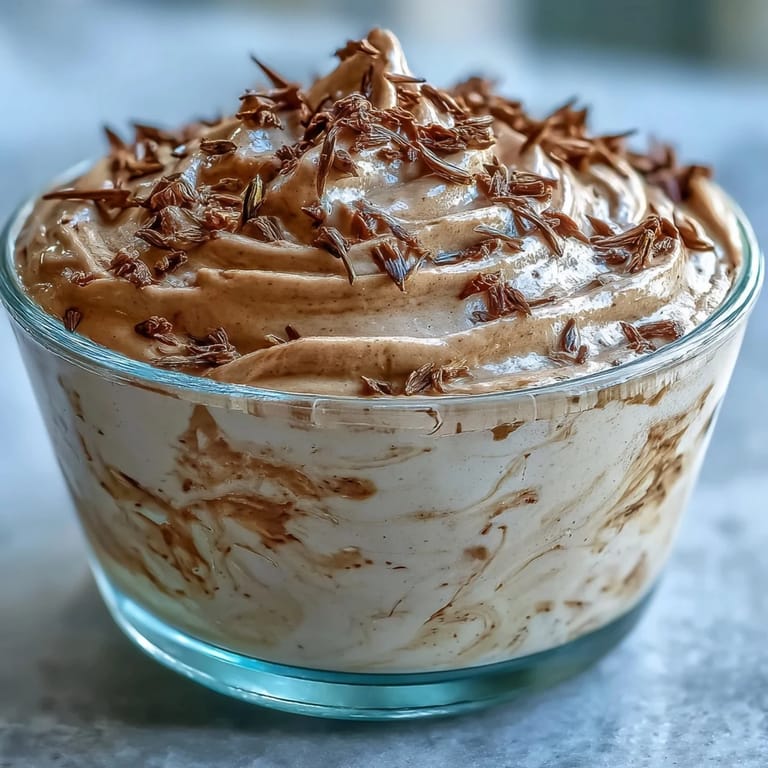 Chilled Hojicha Mousse topped with hojicha leaves, made airy with whipped egg whites for a delicate finish.