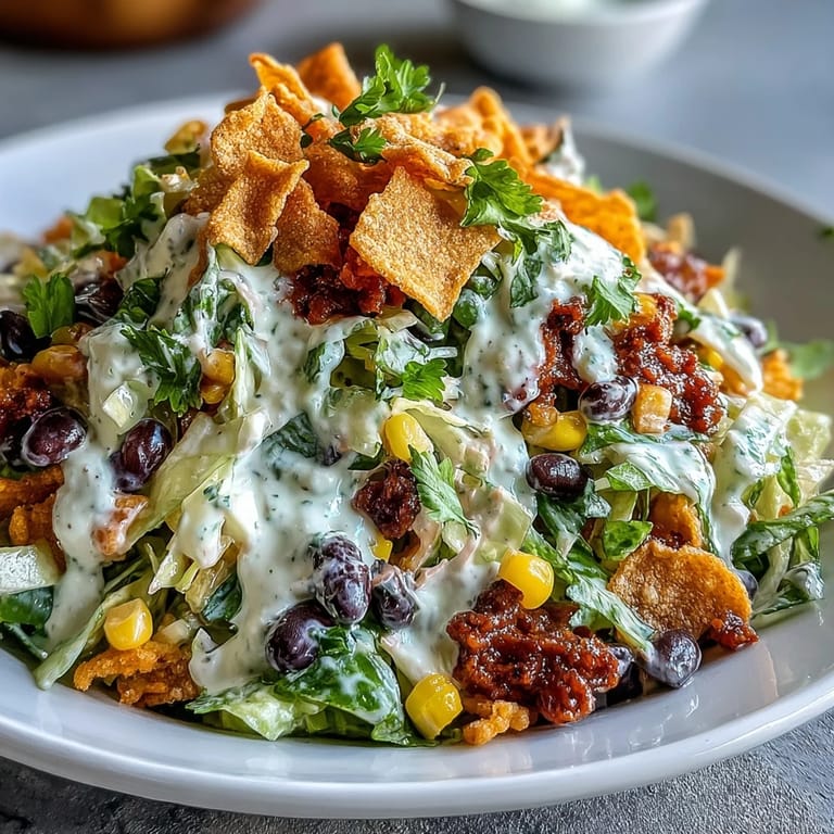 Veggie-packed Frito Cowboy Cabbage in a rustic serving bowl, showcasing fresh jalapeños, corn, and green onions for a bold, Tex-Mex flavor.