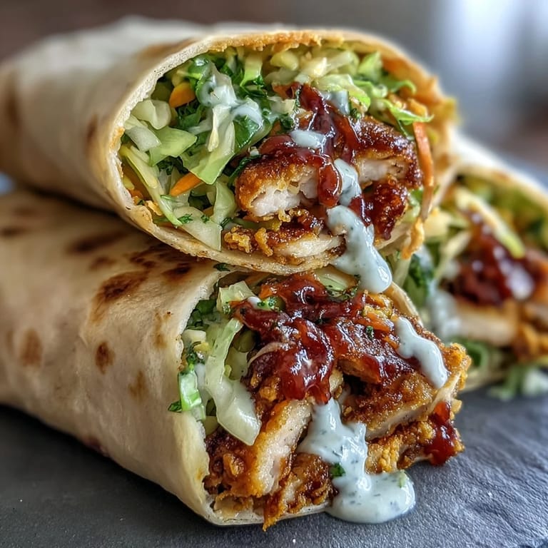 Fried turkey strips wrapped in a warm tortilla with Korean gochujang slaw and ranch.
