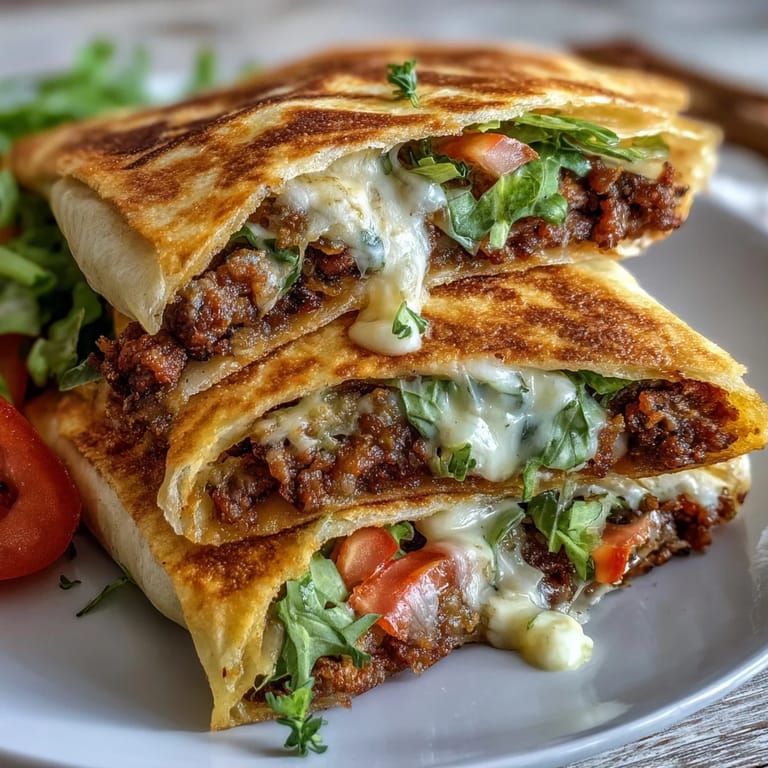 Low-carb Crunchwrap Supreme features juicy ground beef, crunchy pork rinds, and fresh veggies in a homemade almond flour tortilla.