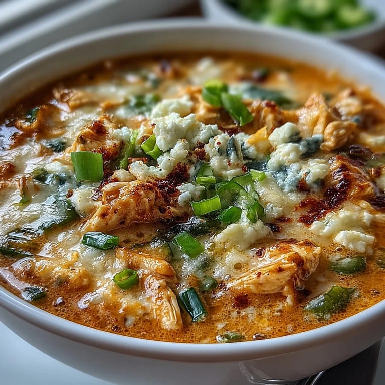 Velvety Keto Creamy Chicken Enchilada Soup simmered with smoky spices, cream cheese, and shredded cheddar.