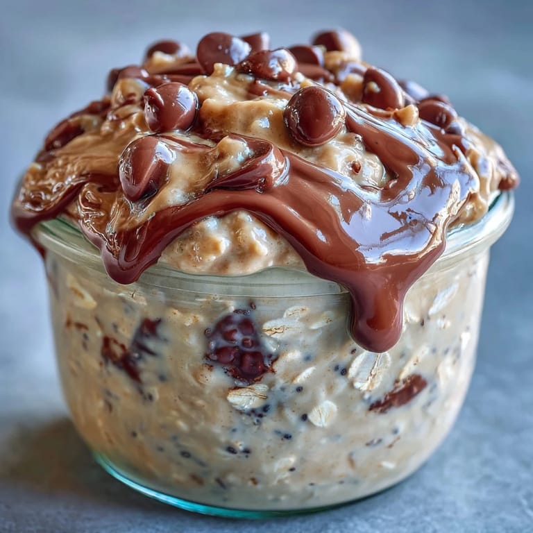 Wholesome oats soaked in milk and yogurt, swirled with peanut butter and sweet chocolate chips for a satisfying morning treat.  