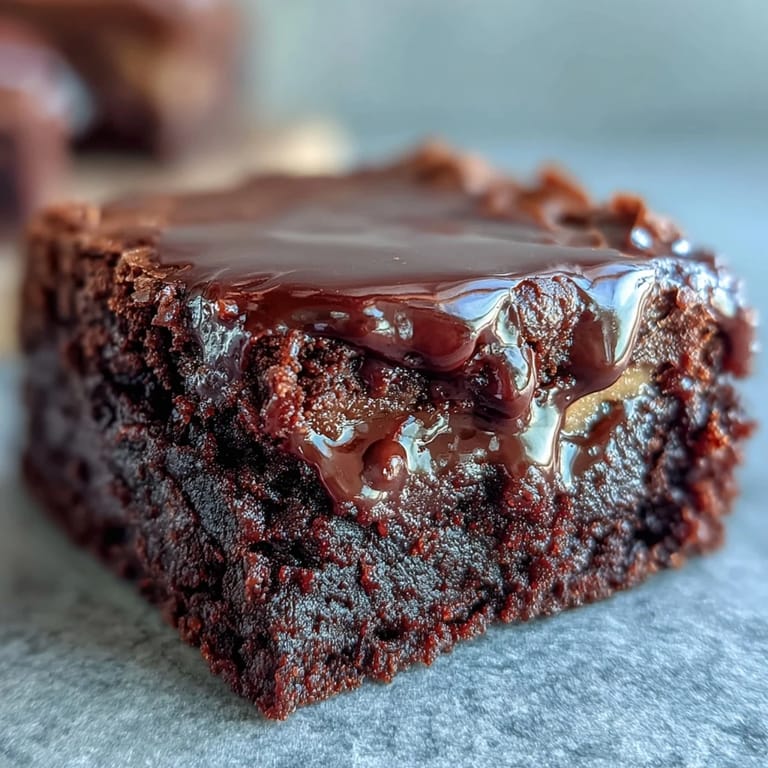Homemade brownies with peanut butter cup filling, offering a sweet and salty treat in every bite.