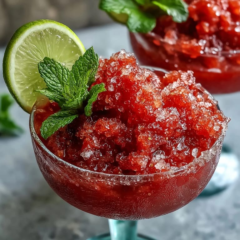 Chilled frozen strawberry daiquiri mocktail topped with sparkling water, garnished with lime and mint, perfect for summer gatherings or non-alcoholic celebrations.