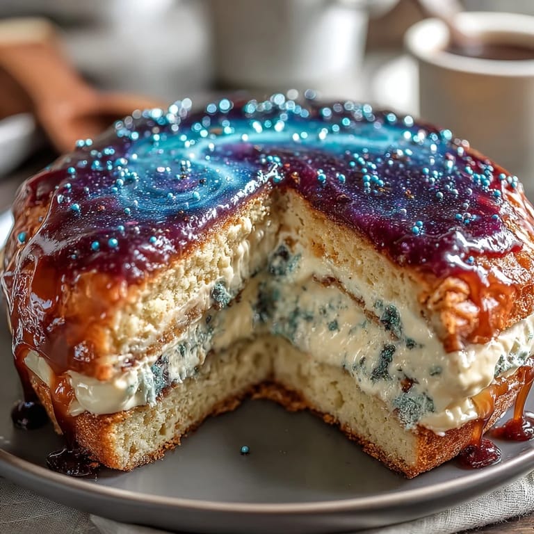 Zodiac-inspired Pisces-Themed Galaxy Cake with a shimmering, starry design in buttercream hues of blue, purple, and black, topped with edible glitter and fondant accents.