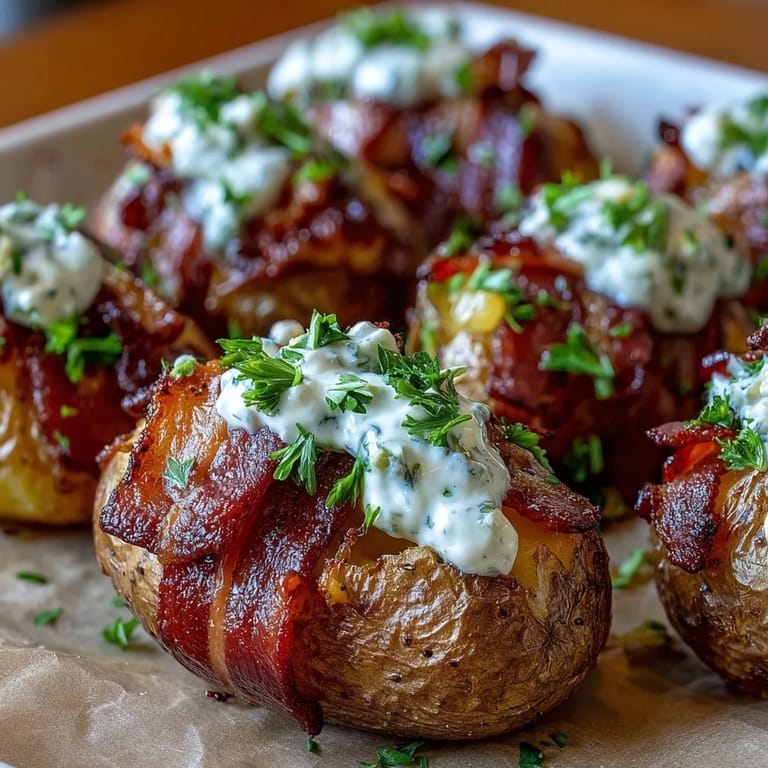 Smoky BBQ loaded baked potato salad featuring creamy dressing, melted cheddar, bacon bits, and vibrant fresh herbs.