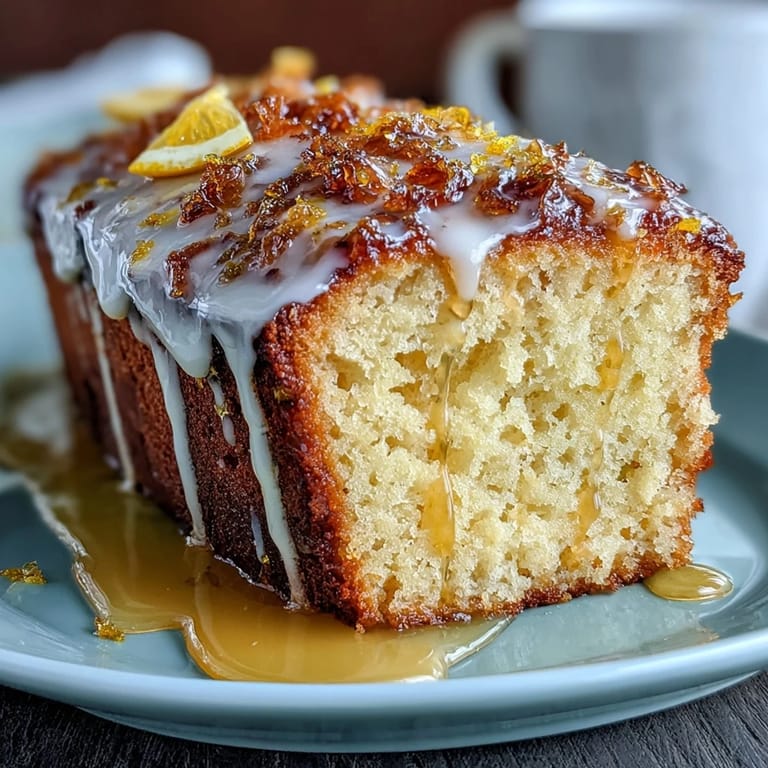 Rich and tender pound cake infused with limoncello liqueur, drizzled with tangy lemon glaze for a refreshing citrus dessert.