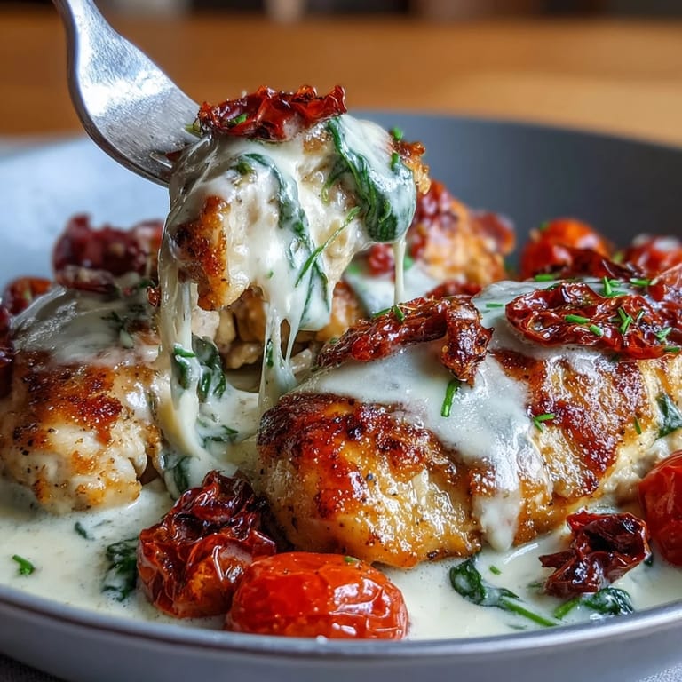 Rich and comforting Creamy Tuscan Chicken Skillet, featuring tender chicken simmered in a savory Parmesan cream sauce with vibrant spinach.