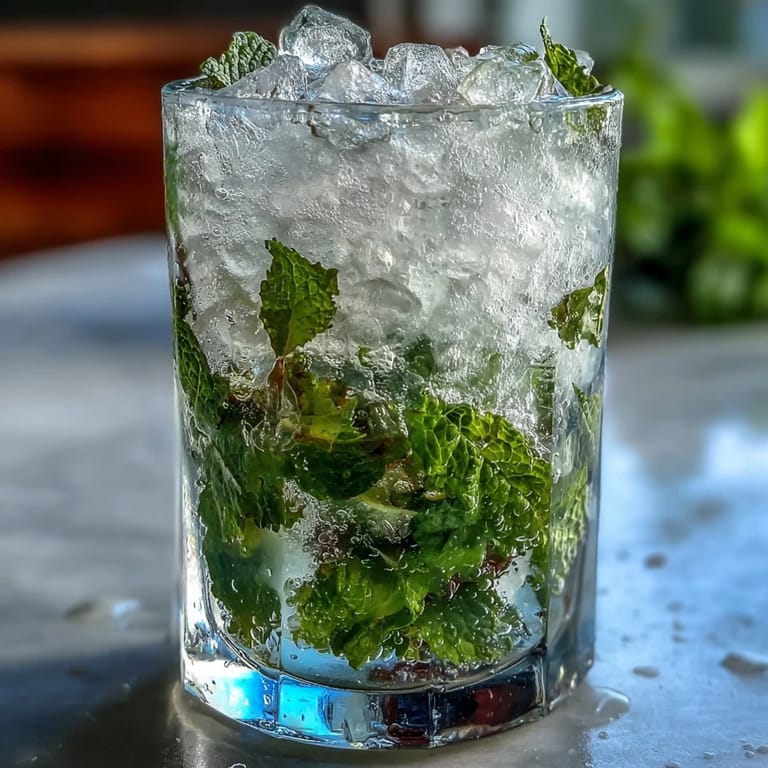 Cool, non-alcoholic Kentucky Derby Mint Julep Mocktail bursting with fresh mint aroma and sparkling citrus notes in a frosted glass.