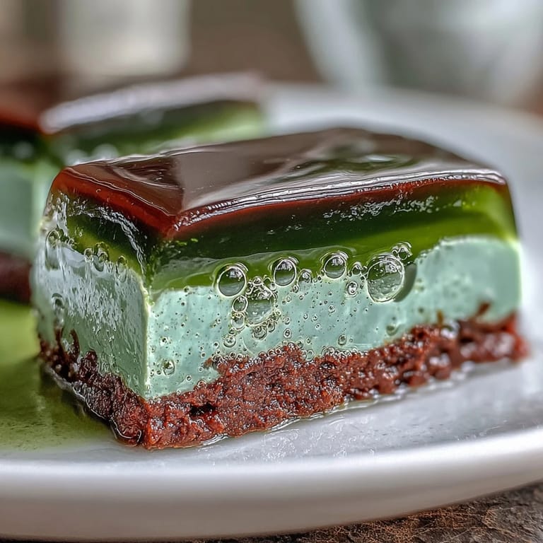 Delicate Japanese yokan dessert featuring smooth red bean jelly and vibrant matcha layer in a rectangular mold.  