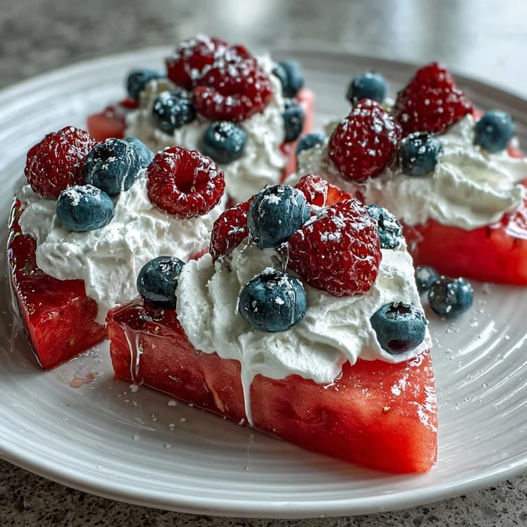 Amazing 4th of July Watermelon Pizza, a colorful, refreshing summer dessert.