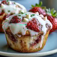 Moist strawberry muffins studded with creamy white chocolate chips, baked golden and perfect for breakfast or brunch.